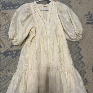 Hunter Bell lined Cream Puff Sleeve Dress